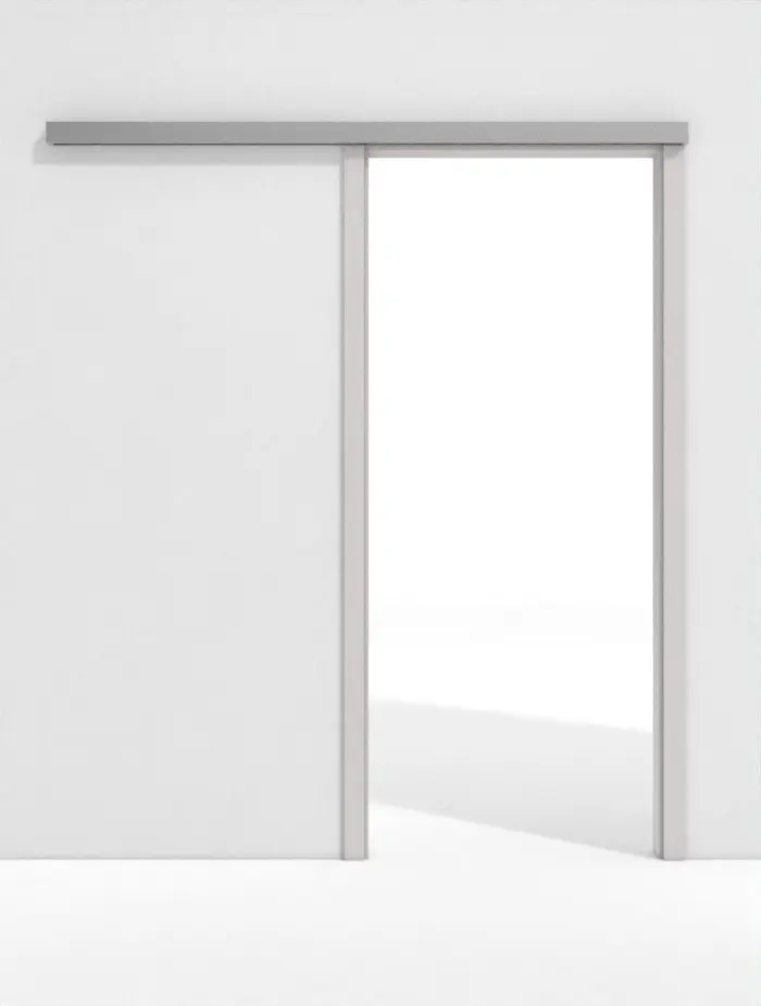 Widok frontowy systemu drzwi przesuwnych Line marki GARANT przesuwanego przed ścianą U12188SD jasnoszary GHK08