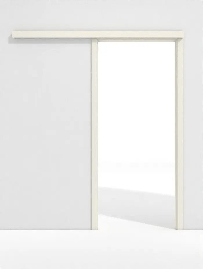 Widok z przodu systemu drzwi przesuwnych PortaLit biel uni A242 naściennego z ościeżnicą - Westag