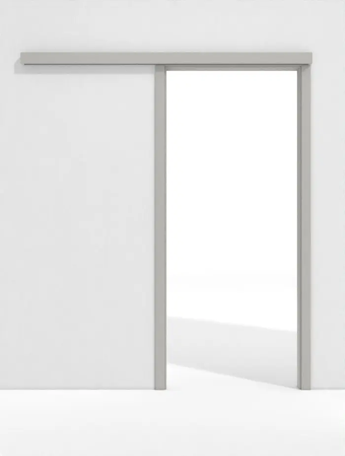 Zdjęcie frontowe systemu drzwi przesuwnych PortaLit jasnoszary A402 naściennego z ościeżnicą - Westag