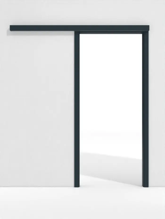 System drzwi przesuwnych WESTAG biegnący przed ścianą Szary tytanowy A 416 PortaLit CPL z ościeżnicą