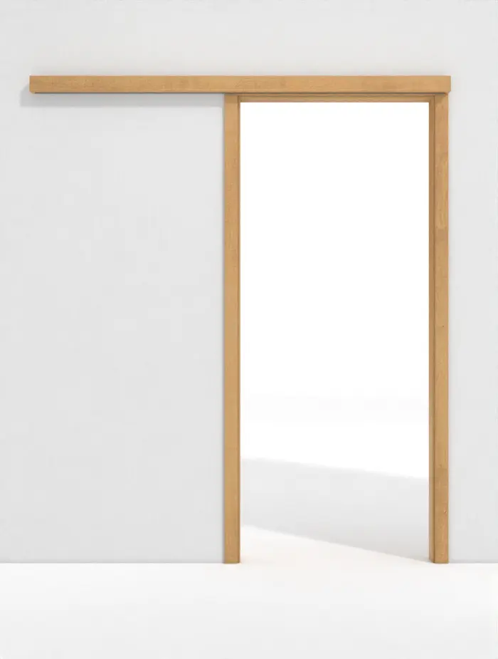 Widok z przodu naściennego systemu drzwi przesuwnych PortaLit klon Rustikal AH74 z ościeżnicą - Westag