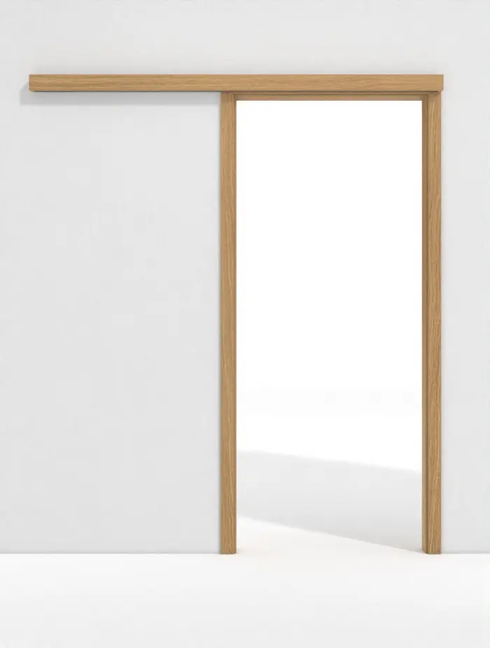 Zdjęcie frontowe systemu drzwi przesuwnych PortaLit dąb jasny EIB310 naściennego z ościeżnicą - Westag