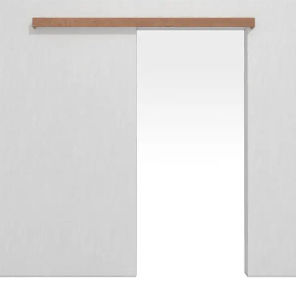 Widok frontowy systemu drzwi przesuwnych marki LEBO naścienny, Ami. wiśnia matowy, fornirowane drewnem naturalnym, bez ościeżnicy.