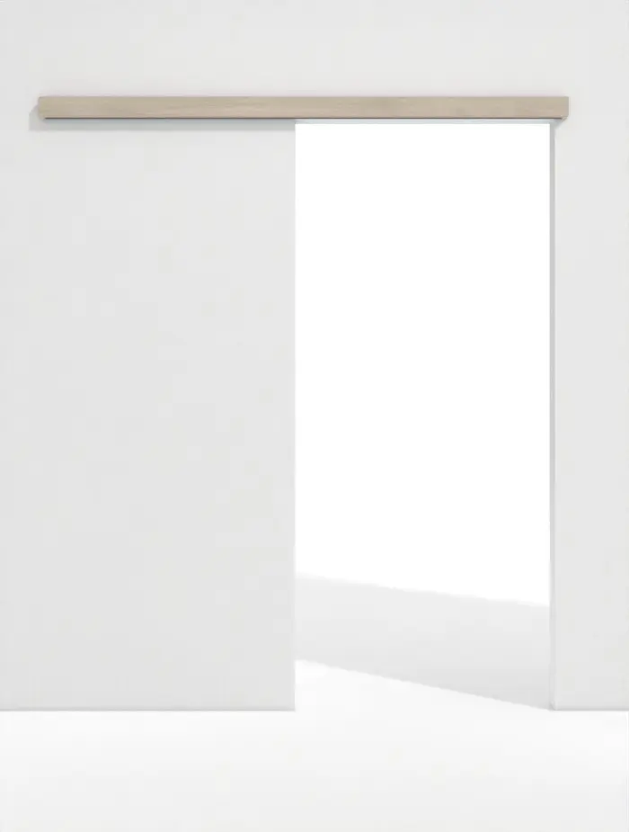 System drzwi przesuwnych WESTAG biegnący przed ścianą dąb platynowy Ei 424 PortaLit CPL bez ościeżnicy