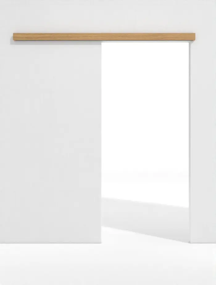 Zdjęcie z przodu systemu drzwi przesuwnych PortaLit dąb jasny EIB310 naściennego bez ościeżnicy - Westag