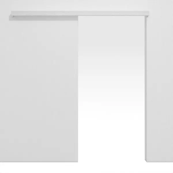 Widok frontowy systemu drzwi przesuwnych naściennych marki Huga, dąb biały Durat, bez ościeżnicy.