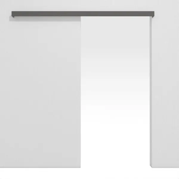 Widok frontowy firmy Huga, system drzwi przesuwnych naścienny Hygge, szary RAL 7037 Duradecor, bez ościeżnicy