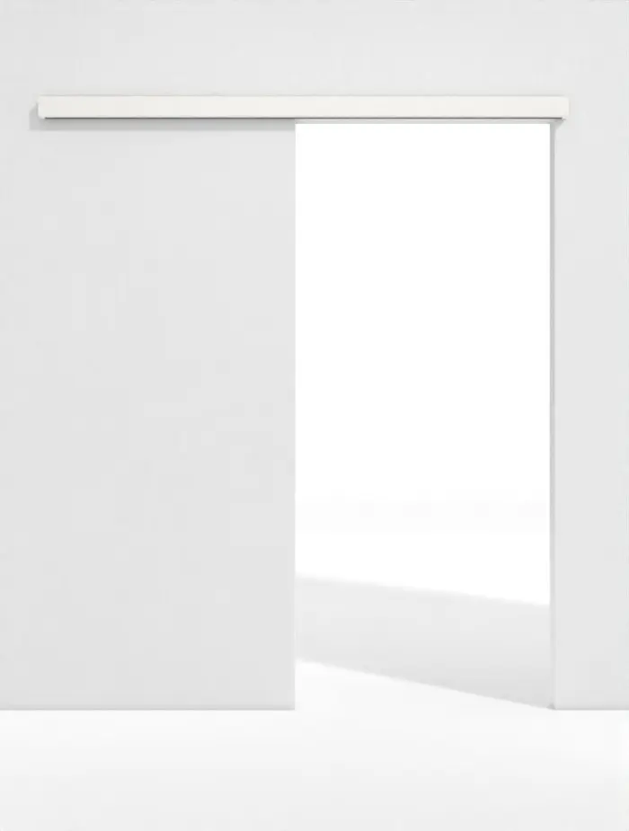 Front systemu drzwi przesuwnych WestaLack arctic biały RAL 9016 przed ścianą bez ościeżnicy - Westag