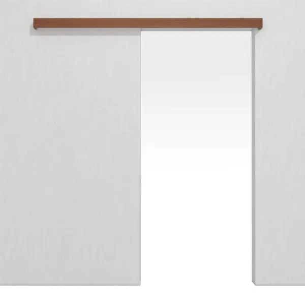 Widok frontowy systemu drzwi przesuwnych naściennych LEBO, Sapeli matowy, fornirowane drewnem naturalnym, bez ościeżnicy.