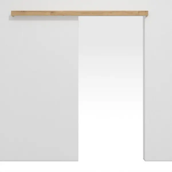 Widok frontowy systemu drzwi przesuwnych naściennych bez ościeżnicy, dąb dziki Duradecor - Hörman.