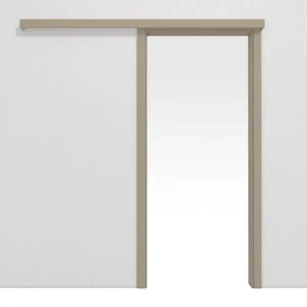 Widok frontowy naściennego systemu drzwi przesuwnych, ultramatowy taupe (kolor ciemnoszaro-brązowy) Versio - Huga