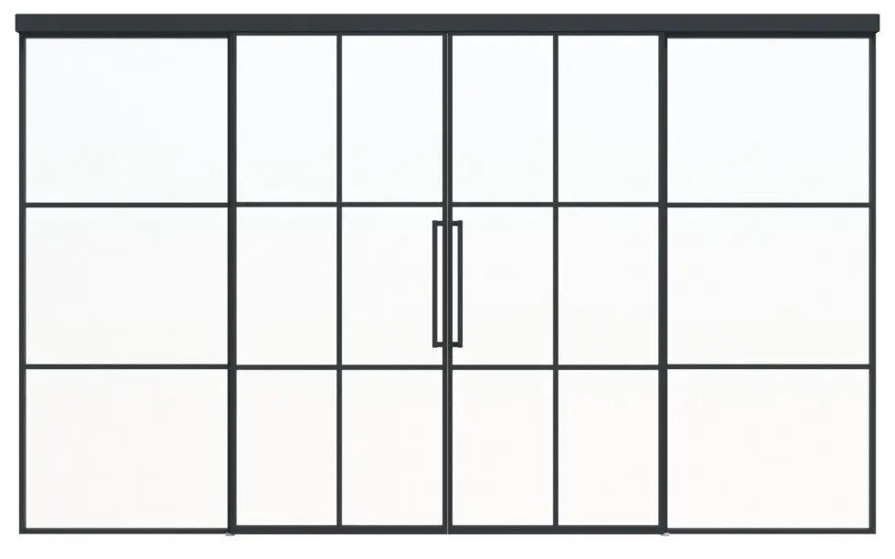 ERKELENZ zestaw drzwi przesuwnych 2-skrzydłowych SteelLine drzwi loftowe stalowe ze szprosami 1-2 w tym system drzwi przesuwnych Klassik z dwoma elementami bocznymi.