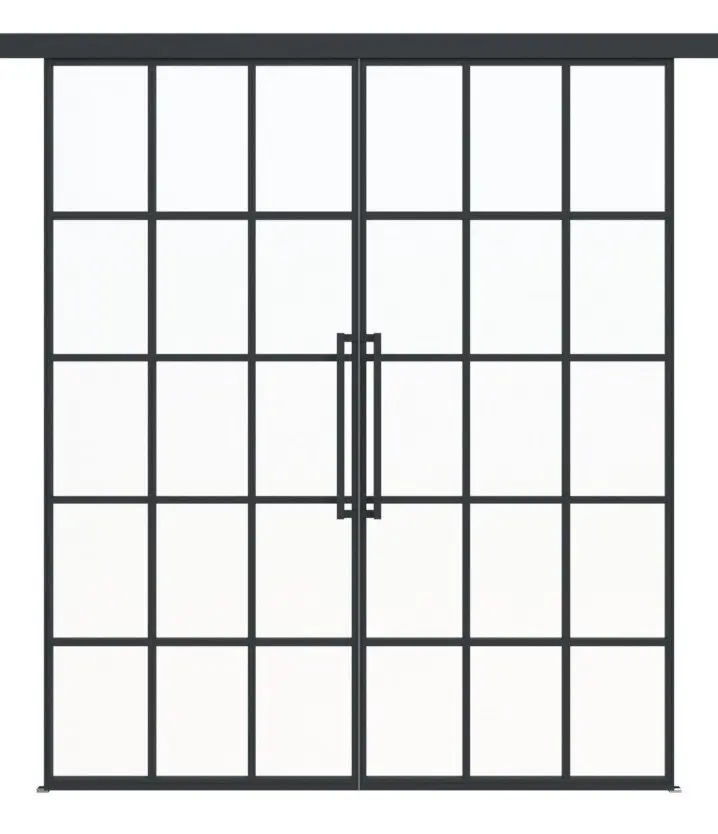 ERKELENZ zestaw drzwi przesuwnych 2-skrzydłowe SteelLine stalowe drzwi loftowe ze szprosami 2-4 w tym system drzwi przesuwnych Klassik