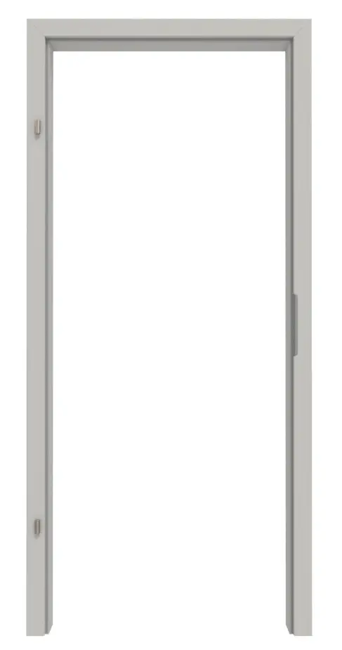 Zdjęcie jasnoszarej ościeżnicy GetaLit (zaokrąglona krawędź) do drzwi wejściowych do mieszkania - Westag