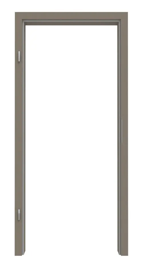 Widok frontowy marki HUGA ościeżnica taupe (kolor ciemnoszaro-brązowy) lakier matowy z prostokątną krawędzią