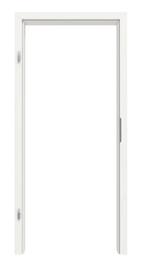 Widok frontowy marki HUGA, ościeżnica biała podobna do RAL 9016, lakierowana z prostokątną krawędzią.