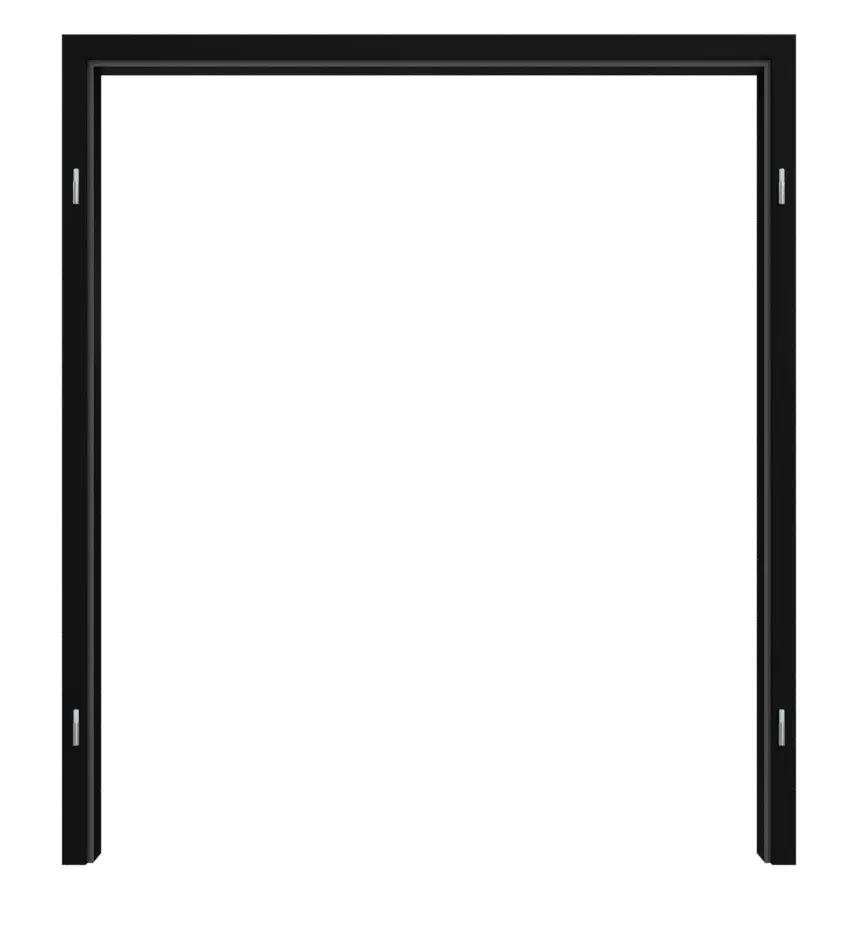 Widok frontowy ościeżnicy dwuskrzydłowej, czarny lakier RAL 9005 z zaokrągloną krawędzią - Hörmann