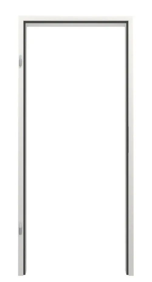 Widok frontowy aluminiowej ościeżnicy opaskowej RAL 9016 Express z zaokrągloną krawędzią do drzwi drewnianych - Küffner