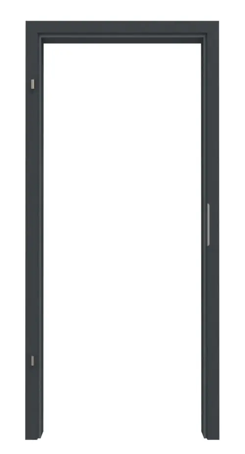 Widok frontowy ościeżnicy do drzwi wejściowych do mieszkania, antracyt RAL 7016, lakier, z zaokrągloną krawędzią - Huga