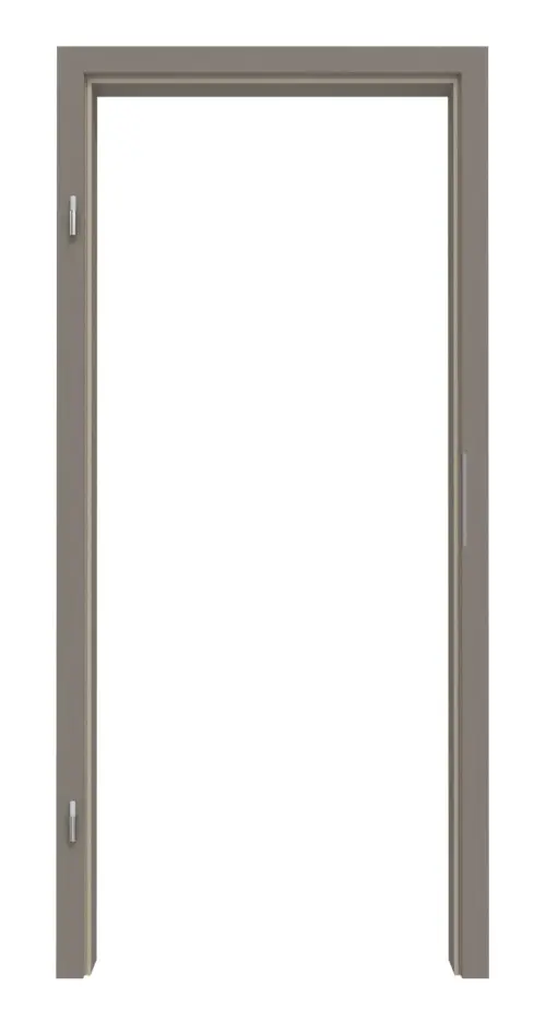 Widok frontowy ościeżnicy HUGA lakierowanej w kolorze taupe (kolor ciemnoszaro-brązowy) z zaokrągloną krawędzią