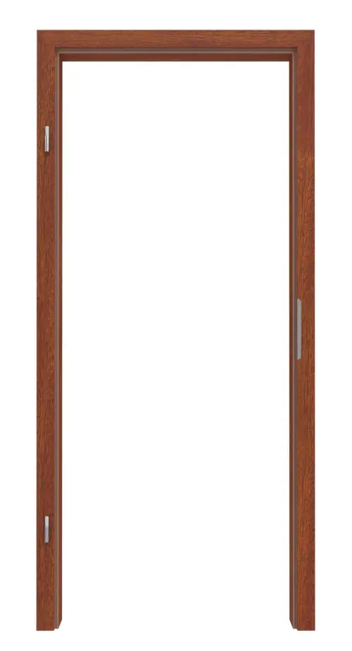 Zdjęcie ościeżnicy mahoń fornirowanej drewnem naturalnym, prostokątna krawędź, drzwi dymoszczelne