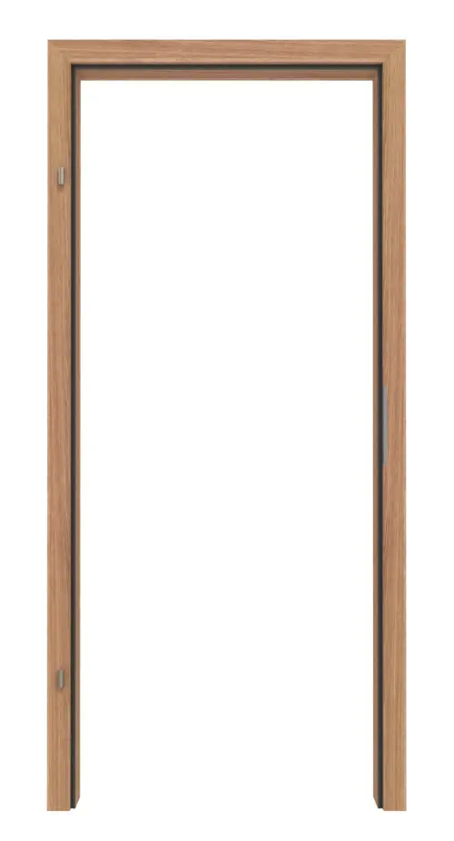 Widok frontowy ościeżnicy LEBO do drzwi dźwiękoszczelnych Euro, dąb deskowany matowy, fornirowana drewnem naturalnym, z prostokątną krawędzią.