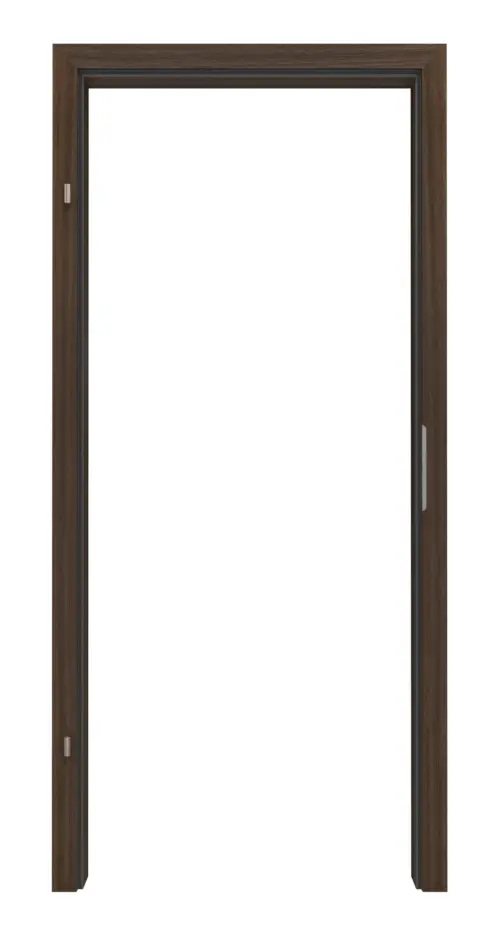 Widok frontowy ościeżnicy LEBO do drzwi wejściowych do mieszkania, dąb wędzony matowy, fornirowana drewnem naturalnym, z prostokątną krawędzią