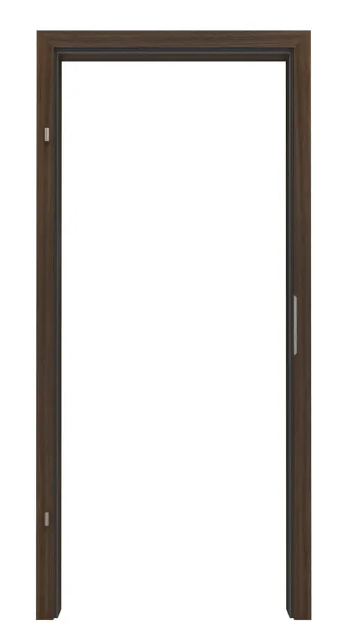 Widok frontowy marki LEBO ościeżnica do drzwi dźwiękoszczelnych dąb wędzony matowy fornirowana drewnem naturalnym z prostokątną krawędzią