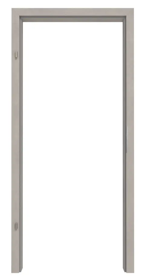 Widok frontowy ościeżnicy WESTAG do drzwi wejściowych do mieszkania Semento BN 434 PortaLit CPL z zaokrągloną krawędzią