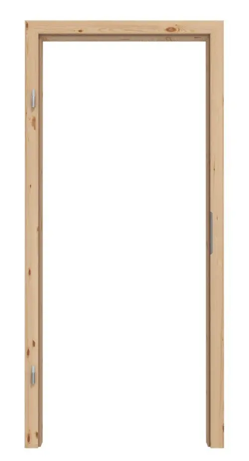 Widok frontowy ościeżnicy z drewna litego, sosna sękata, z połączeniem ukośnym, profil A