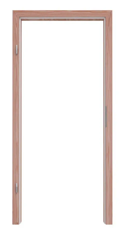 Widok frontowy ościeżnicy z drewna litego modrzew bez połączenia ukośnego profil C