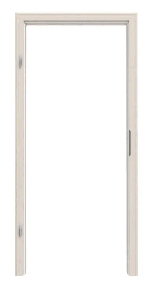 Widok frontowy ościeżnicy z drewna litego, świerk sękaty, białe, pigmentowane, profilowany profil B.