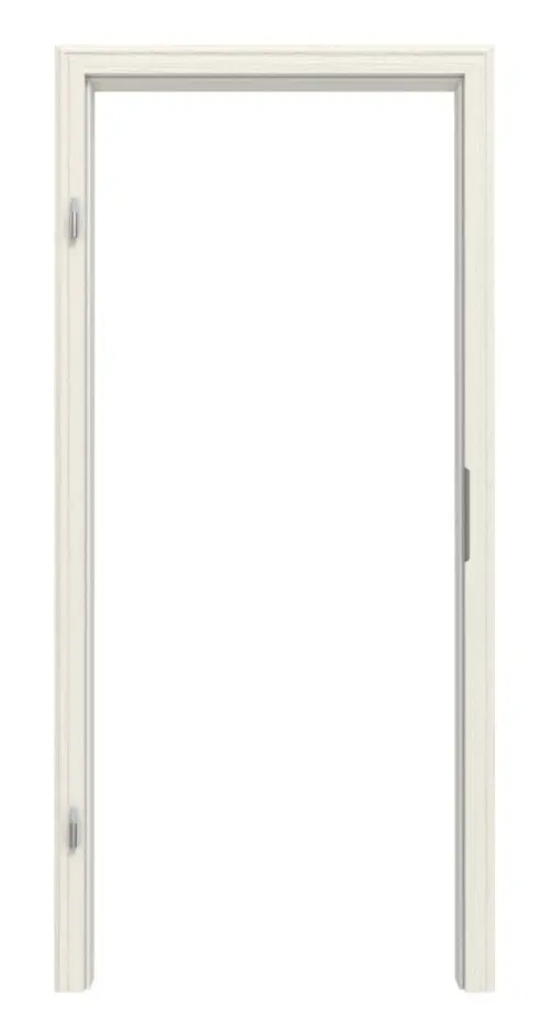 Widok frontowy ościeżnicy z drewna litego Świerk bezsęczny szczotkowane, białe, lakierowane profilowany profil B