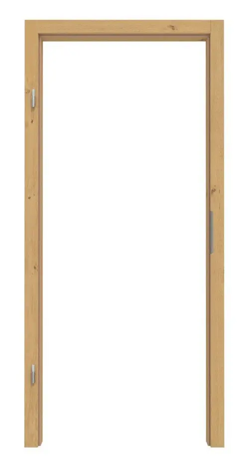 Widok frontowy ościeżnicy z drewna litego dąb sękaty bez połączenia ukośnego profil C