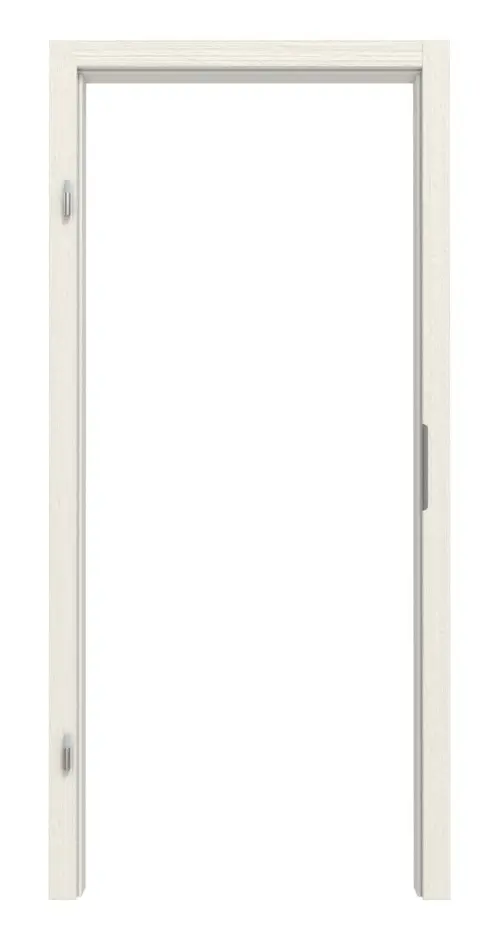 Widok frontowy ościeżnicy z drewna litego Świerk bezsęczny szczotkowane, białe, lakierowane bez połączenia ukośnego profil C