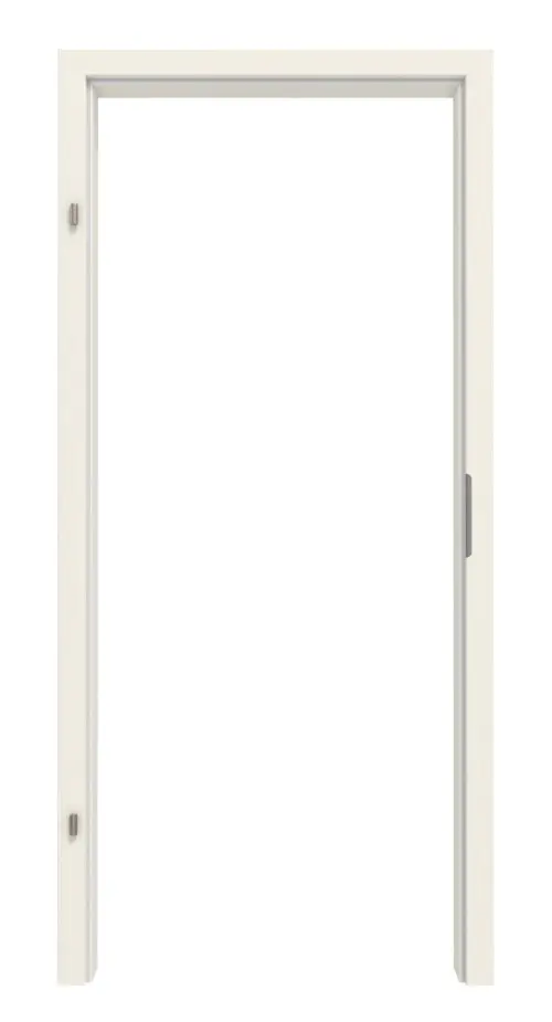 Widok frontowy marki LEBO: ościeżnica do drzwi wejściowych do mieszkania, biały lakier 9010, zaokrąglona krawędź