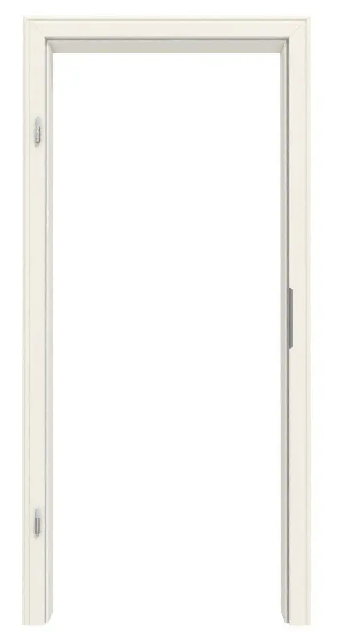 Widok frontowy ościeżnicy Temo firmy TEUTO, biały lakier 9010 z profilowaną krawędzią