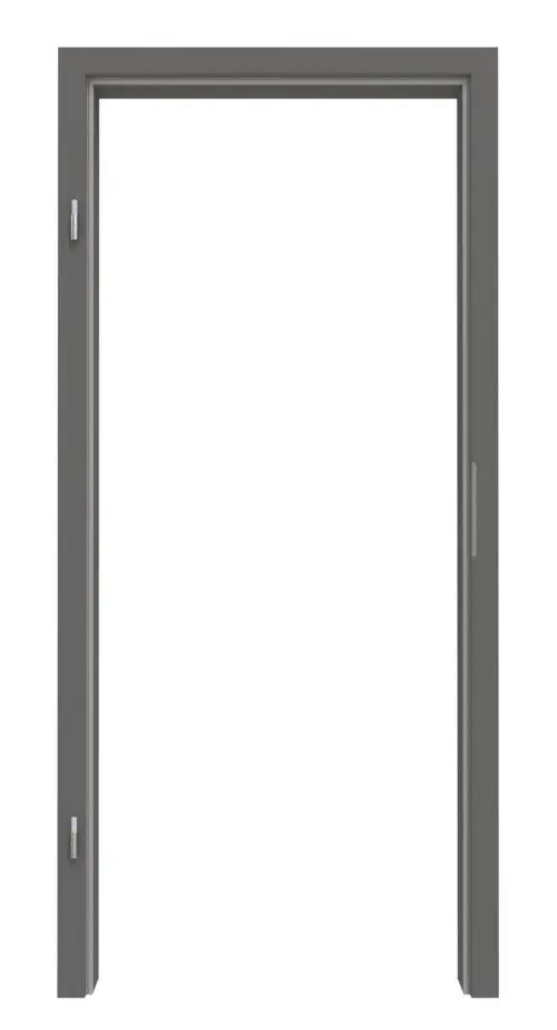 Widok frontowy ościeżnicy Hygge marki Huga, lakier szary RAL 7037 z prostokątną krawędzią