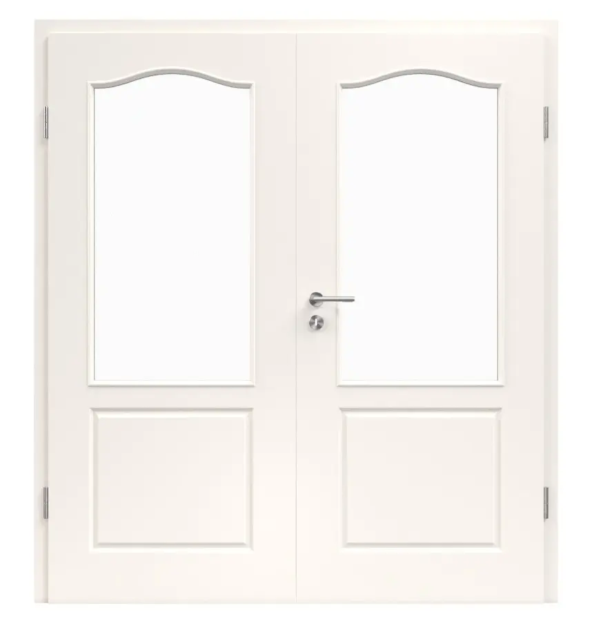 Zdjęcie Provence Typ 4002-B-LA biały lakier drzwi dwuskrzydłowe, ościeżnica, wycięcie na szybę - Westag & Getalit