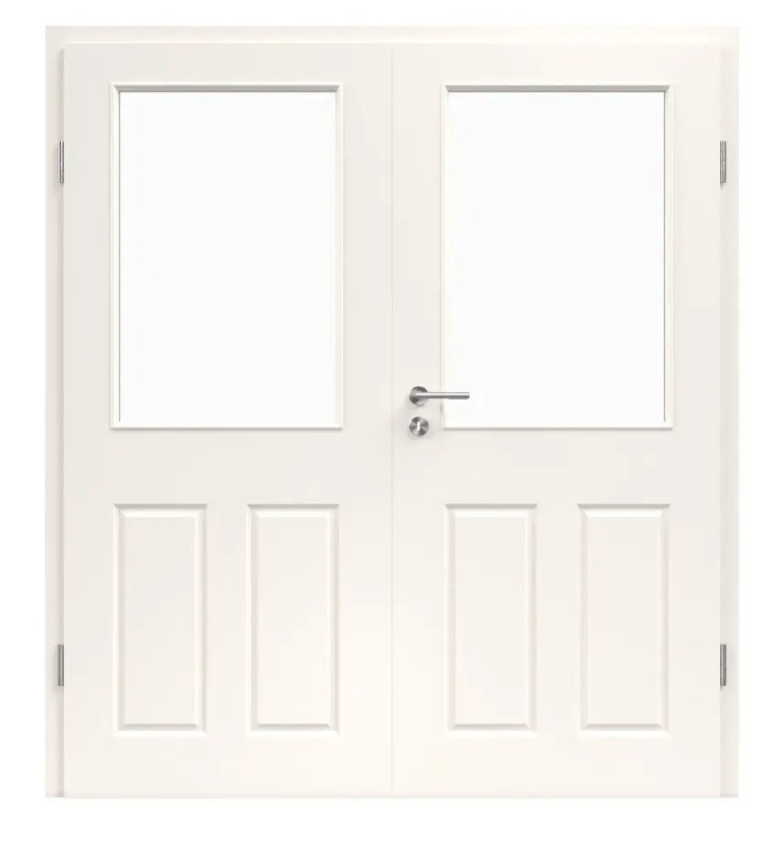 Zdjęcie Provence Typ 4004-LA klasyczna biel drzwi dwuskrzydłowe z ościeżnicą, przeszklenie - Westag & Getalit