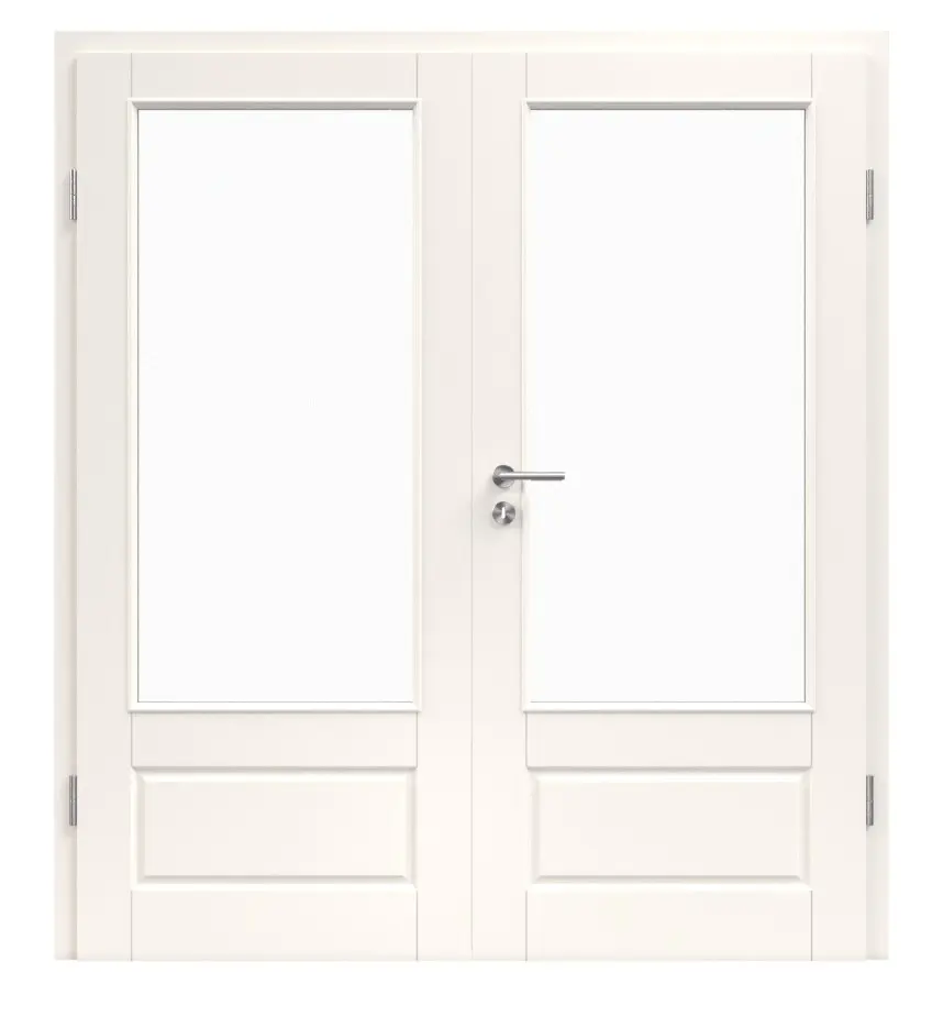 Zdjęcie Provence Typ 4004-Q-LA klasyczna biel drzwi dwuskrzydłowe i ościeżnica, wycięcie na szybę- Westag & Getalit