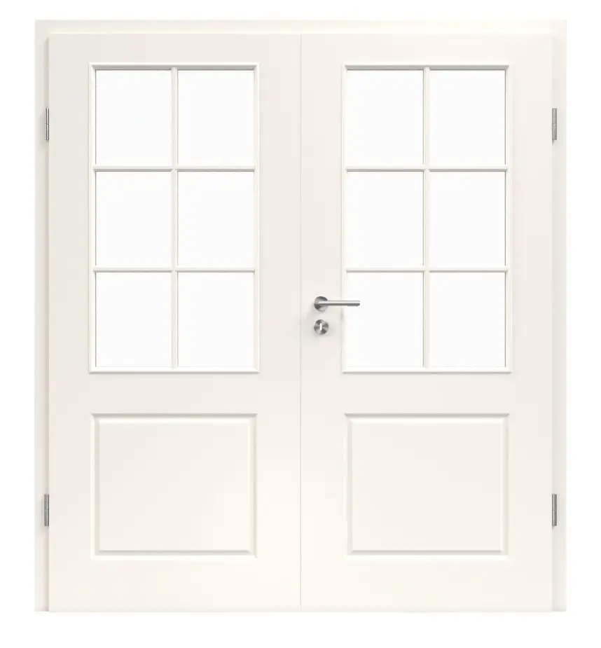 Provence Typ 4002-LA szpros 3 biały lakier drzwi dwuskrzydłowe z ościeżnicą, wycięcie na szybę - Westag & Getalit