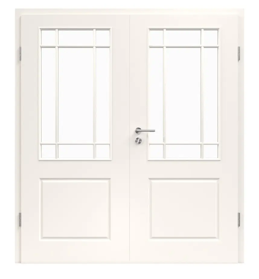 Provence Typ 4002-LA szpros 4 biały lakier drzwi dwuskrzydłowe z ościeżnicą, wycięcie na szybę - Westag & Getalit