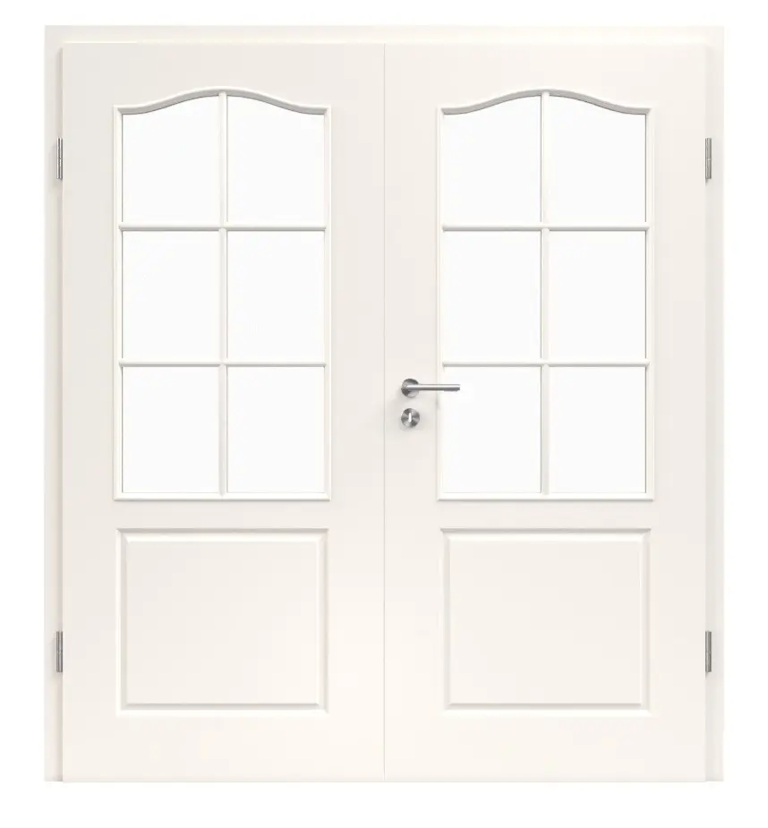 Provence Typ 4002-B-LA, szpros 5, biały lakier, drzwi dwuskrzydłowe, ościeżnica, wycięcie na szybę - Westag & Getalit