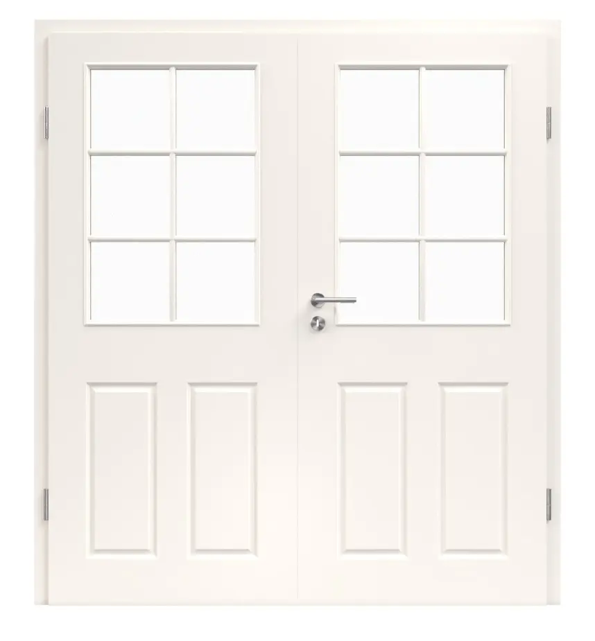Provence Typ 4004-LA szpros 6 biały lakier drzwi dwuskrzydłowe, ościeżnica, wycięcie na szybę - Westag & Getalit