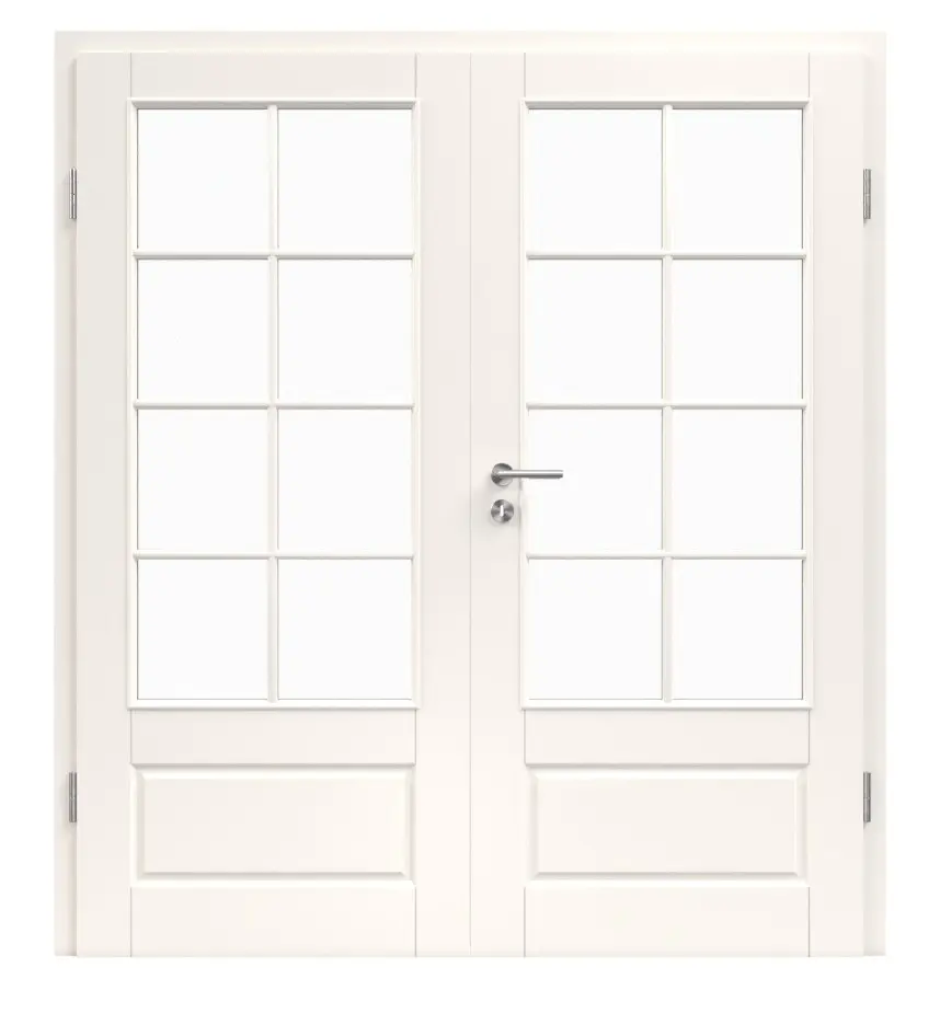 Provence Typ 4004-Q-LA szpros 14 biały lakier drzwi dwuskrzydłowe z ościeżnicą, wycięcie na szybę - Westag & Getalit