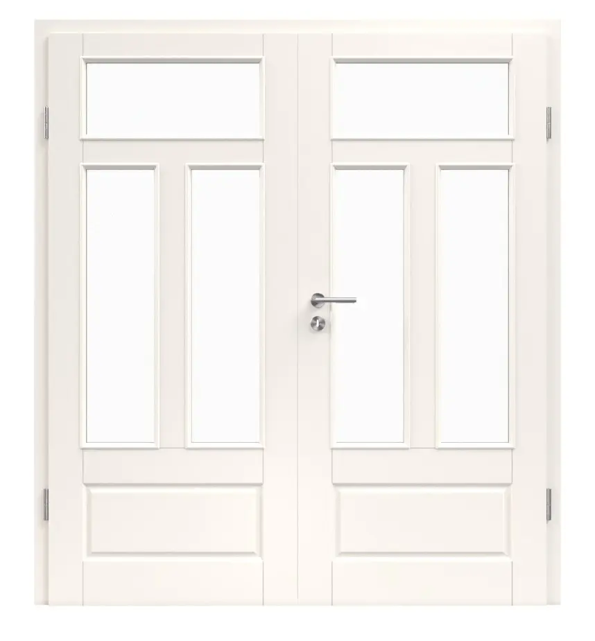 Zdjęcie Provence Typ 4004-Q-3LA biały lakier drzwi dwuskrzydłowe z ościeżnicą, przeszkleniem - Westag