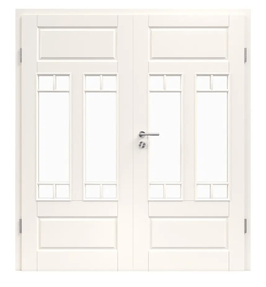 Provence Typ 4004-Q-2LA szpros 13 biały lakier drzwi dwuskrzydłowe, ościeżnica, wycięcie na szybę - Westag & Getalit