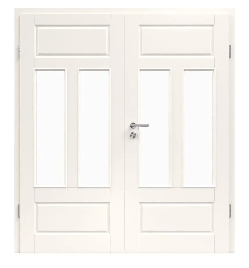 Zdjęcie Provence Typ 4004-Q-2LA biały lakier drzwi dwuskrzydłowe z ościeżnicą, wycięcie na szybę - Westag & Getalit