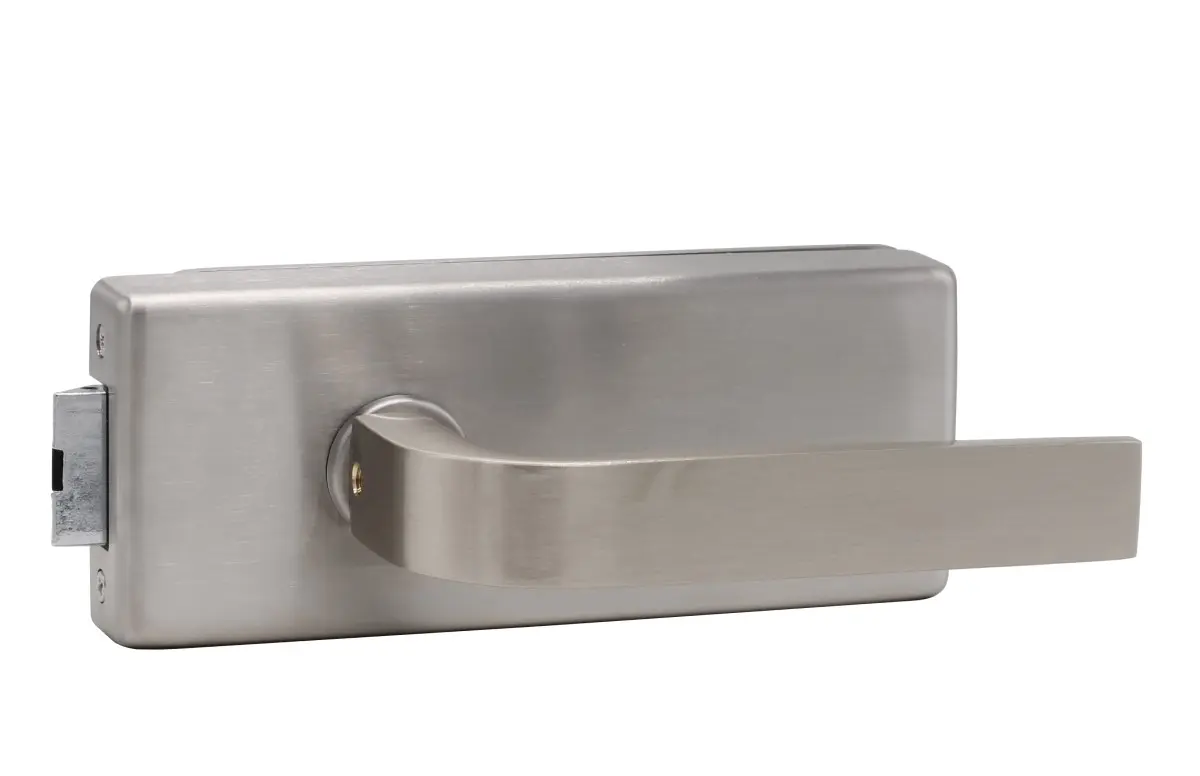 Zamek do drzwi szklanych Palma stal nierdzewna satynowana niezamykany z parą klamek Paris - Südmetall